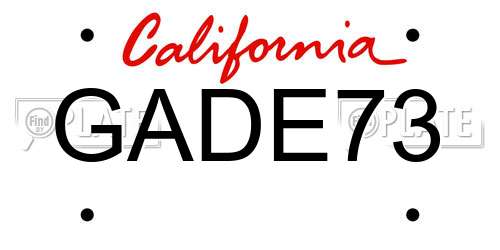GADE73 California License Plate