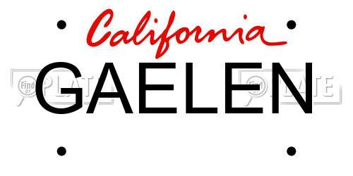 GAELEN California License Plate