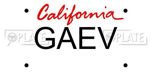 GAEV California License Plate