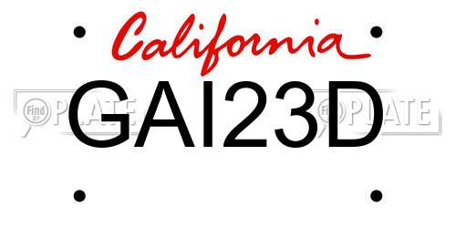 GAI23D California License Plate