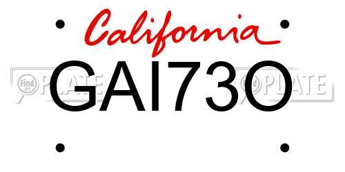 GAI73O California License Plate