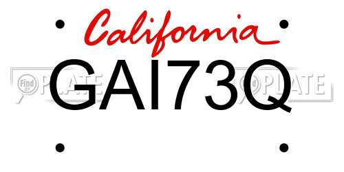 GAI73Q California License Plate