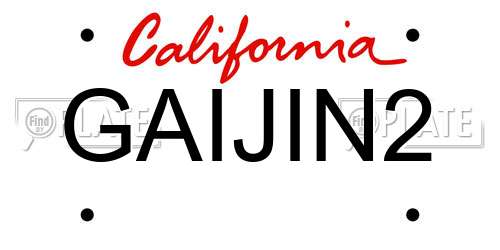 GAIJIN2 California License Plate