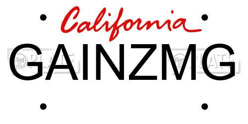 GAINZMG California License Plate