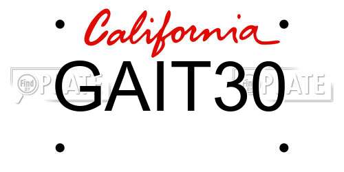 GAIT30 California License Plate