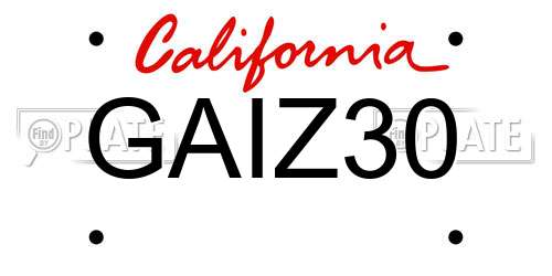 GAIZ30 California License Plate