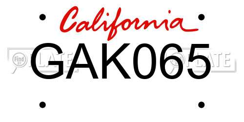 GAK065 California License Plate
