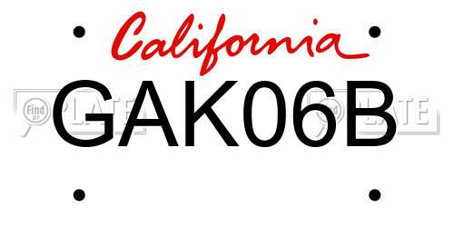GAK06B California License Plate
