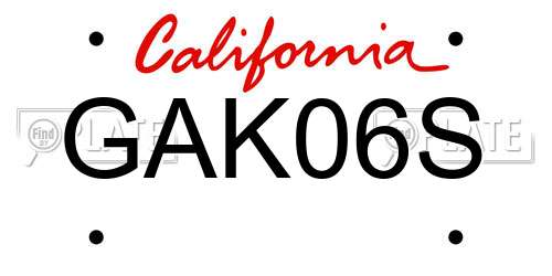 GAK06S California License Plate