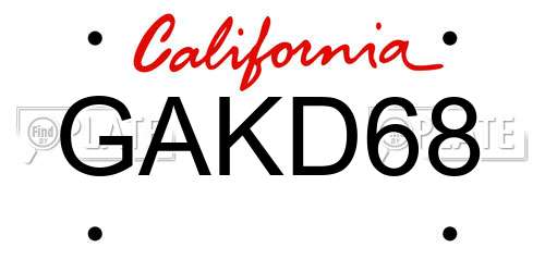 GAKD68 California License Plate