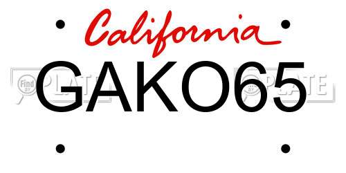 GAKO65 California License Plate