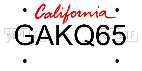 GAKQ65 California License Plate