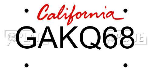 GAKQ68 California License Plate