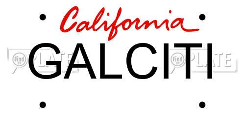 GALCITI California License Plate