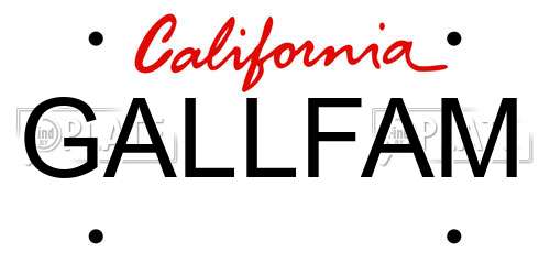GALLFAM California License Plate