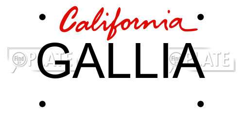 GALLIA California License Plate