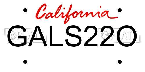 GALS22O California License Plate