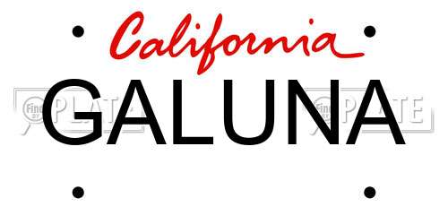 GALUNA California License Plate
