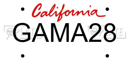 GAMA28 California License Plate