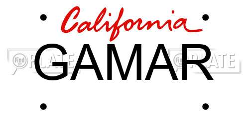 GAMAR California License Plate