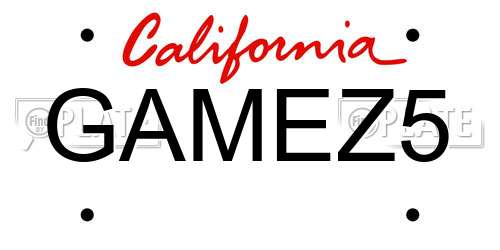 GAMEZ5 California License Plate