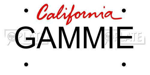 GAMMIE California License Plate
