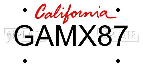 GAMX87 California License Plate