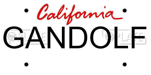GANDOLF California License Plate