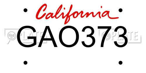 GAO373 California License Plate