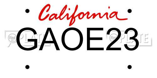 GAOE23 California License Plate