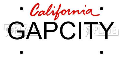 GAPCITY California License Plate