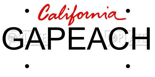 GAPEACH California License Plate