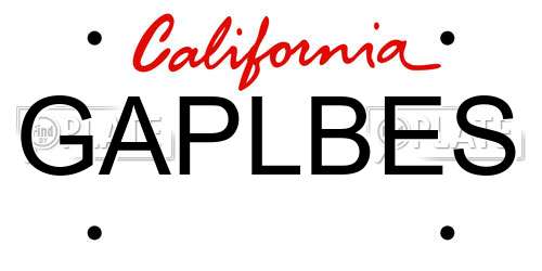 GAPLBES California License Plate