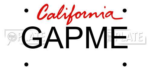 GAPME California License Plate