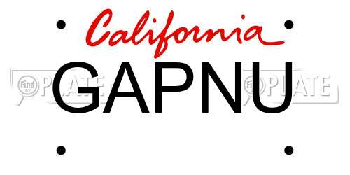 GAPNU California License Plate