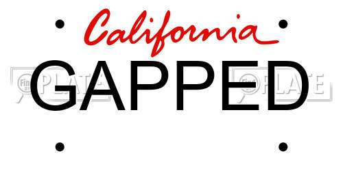GAPPED California License Plate