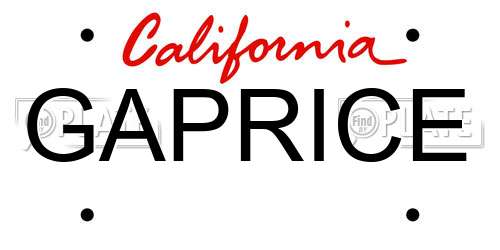 GAPRICE California License Plate
