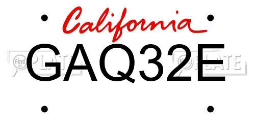 GAQ32E California License Plate