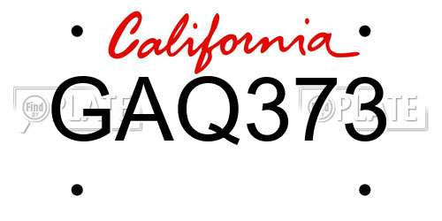 GAQ373 California License Plate