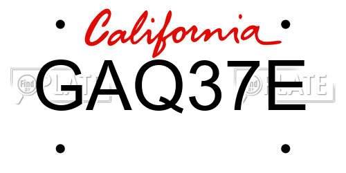 GAQ37E California License Plate