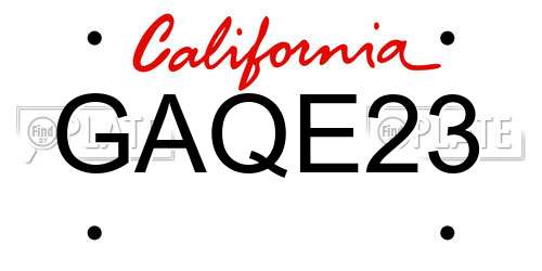 GAQE23 California License Plate