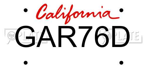 GAR76D California License Plate