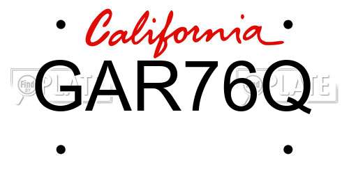 GAR76Q California License Plate