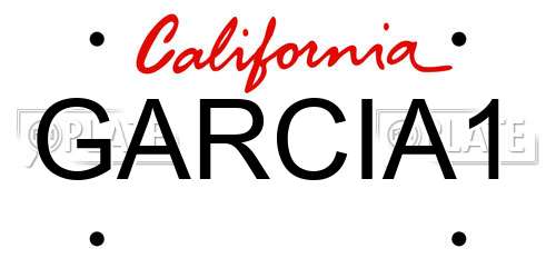 GARCIA1 California License Plate