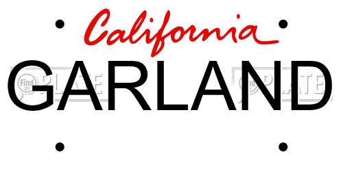GARLAND California License Plate