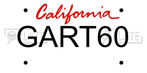 GART60 California License Plate
