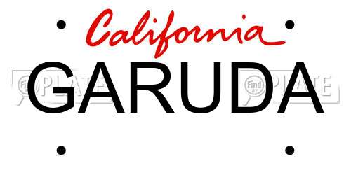 GARUDA California License Plate