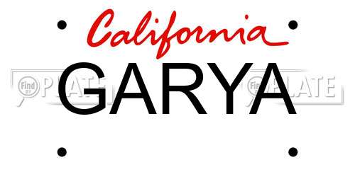 GARYA California License Plate