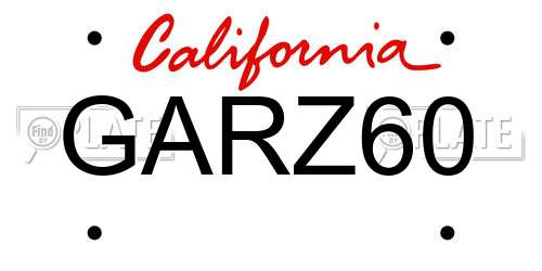 GARZ60 California License Plate