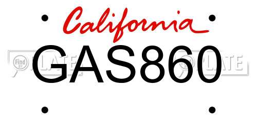 GAS860 California License Plate